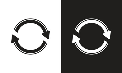 Refresh icon, reload icon ,rotation icon, update Icon vector illustration with black and white color variation