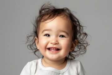 Naklejka premium A happy and smiling young child, perfect for kid's products or family-related themes
