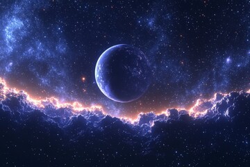 Obraz premium Space cosmic illustration with planets scene created with Generative AI