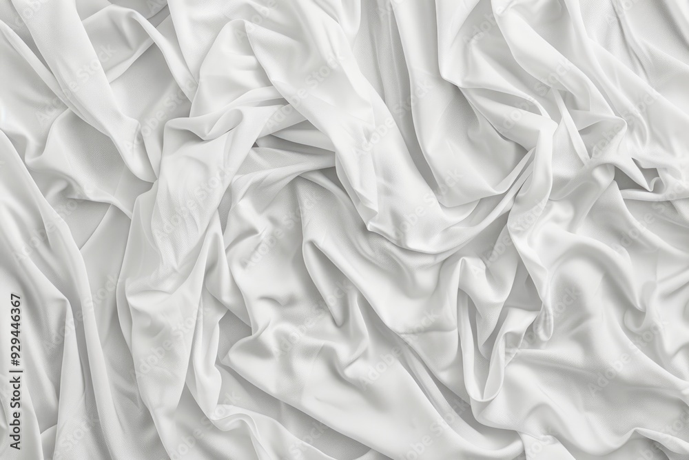 Poster a close-up shot of a white bed sheet, perfect for representing a clean and tidy bedroom or as a symb