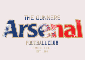 Arsenal fan art print, The gunners football club. Illustration of Arsenal Typography design Vector image, Illustration of Arsenal Typography design 