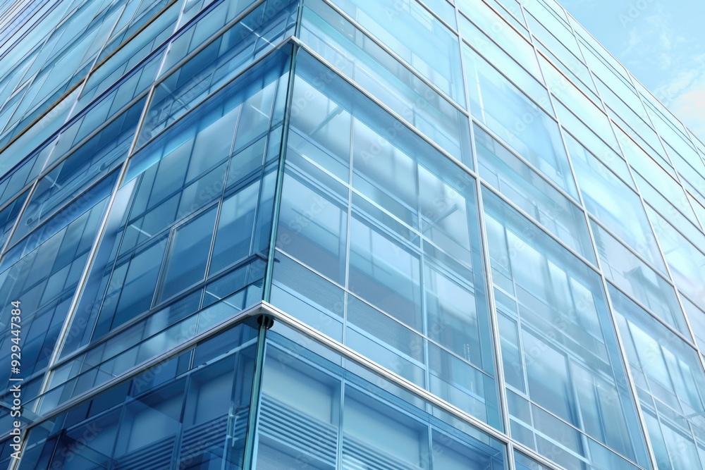 Poster Skyscraper with clock tower feature, suitable for cityscape or architecture images