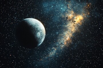 Obraz premium Space cosmic illustration with planets scene created with Generative AI