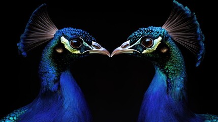 
beautiful peacocks facing each other which is very beautiful