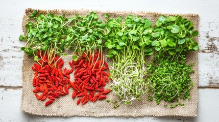 Assortment of Microgreens and Goji Berries