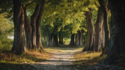 Obraz premium Pathway Through a Forest of Trees