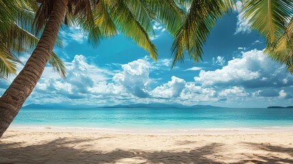 paradise tropical beach with turquoise ocean