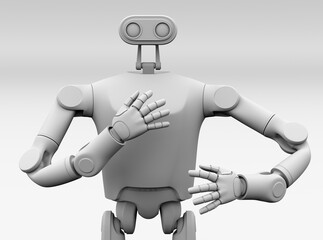 Clay rendering of Humanoid AI Robot. 3D rendering image.