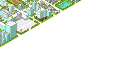 Fototapeta premium 俯瞰から見た立体の街並みベクターイラスト