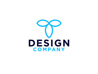Blue Letter T Logo isolated on White Background.