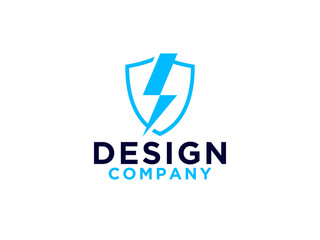 Flash Thunderbolt in Shield Electric Security Logo.