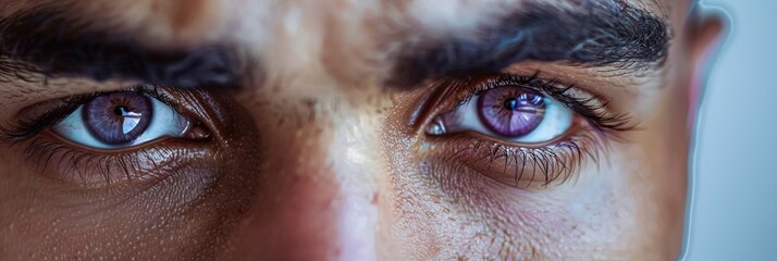 handsome man's purple eyes 