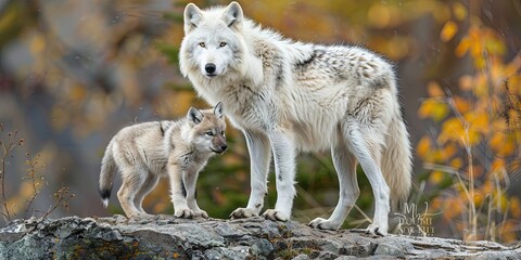 mom and baby arctic wolf  © Brian