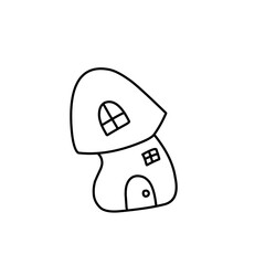 hand drawn mushroom house