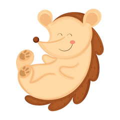 Cute smiling hedgehog lying down with simple design Vector