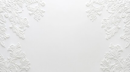 A textured white background with intricate floral patterns in each corner.