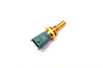 Car temperature sensor isolated on white background. Coolant temperature meter to prevent engine overheating.	