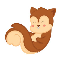 Cute smiling squirrel lying down in relaxed pose Vector