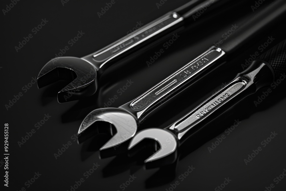 Aufkleber A pair of wrenches resting on a table, possibly for use or display