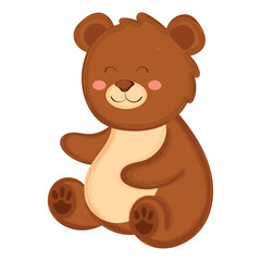 Cute smiling bear sitting with simple design Vector