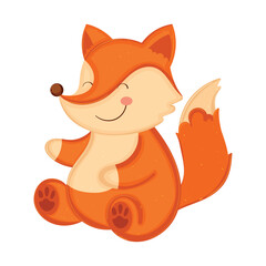 Cute smiling fox sitting with simple design Vector