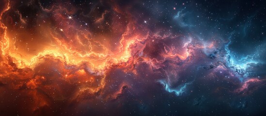 Fototapeta premium Cosmic Nebula with Glowing Clouds and Stars