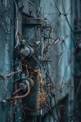 Abandoned door covered in vines, great for backgrounds or rustic themes