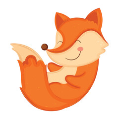 Cute smiling fox lying down in relaxed pose Vector