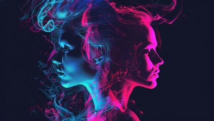 Abstract Portrait of Woman with Vivid Colors