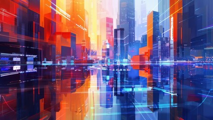 Futuristic Cityscape with Reflections