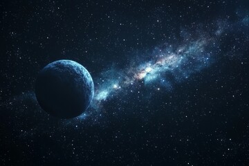 Obraz premium Space cosmic illustration with planets scene created with Generative AI