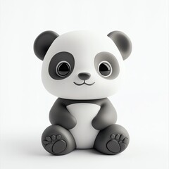 Obraz premium A cute and playful panda figure with big eyes, perfect for children's decor or toy collections.