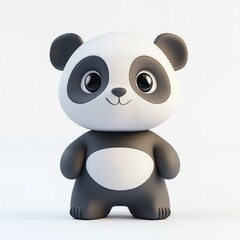 Fototapeta premium Cute cartoon panda character with big eyes, perfect for children's art, gaming, and playful designs.