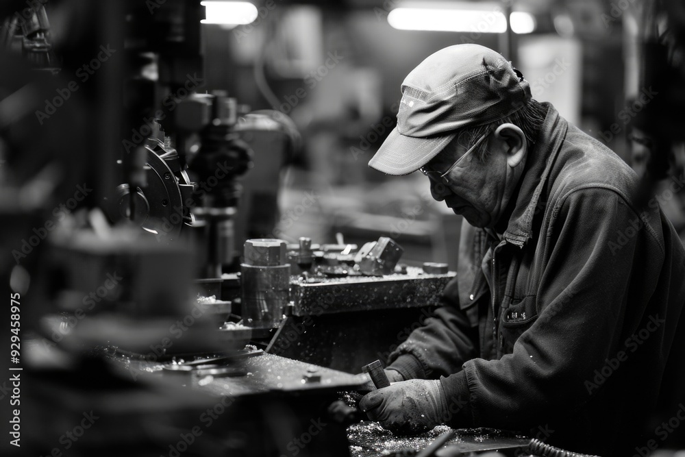 Poster a person crafting with wood in a workshop setting