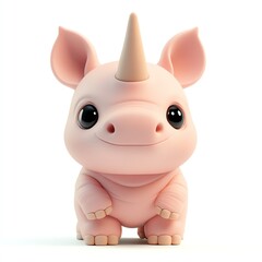 Cute and playful cartoon rhinoceros with a unicorn horn, perfect for children's products and whimsical designs.