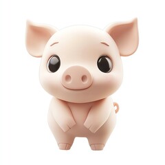 Fototapeta premium Cute cartoon pig character with big eyes, adorably designed for children's illustrations and playful themes.