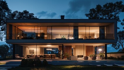Fototapeta premium Modern House at Dusk
