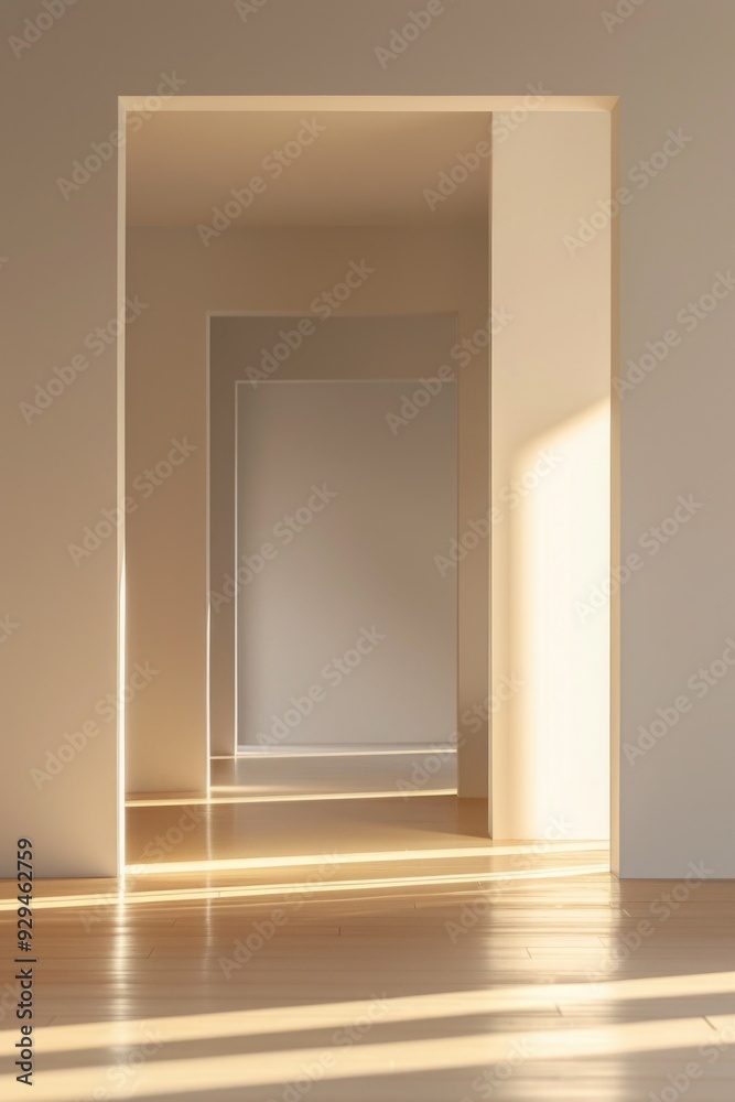 Aufkleber A simple room with natural light entering through the window, ideal for use as a background or to represent a sense of calmness