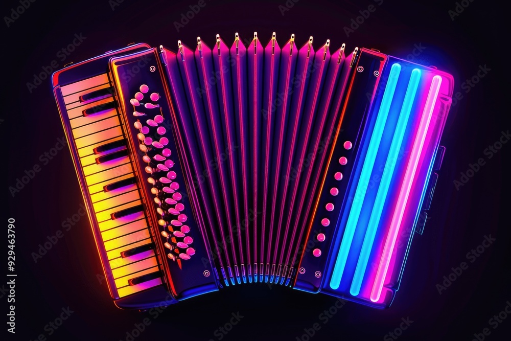 Poster Close-up view of an accordion on a dark background
