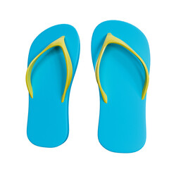 Blue sandals with yellow straps. 3D illustration.