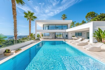 Fototapeta premium Modern Villa with Swimming Pool and Ocean View