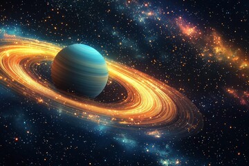 Space cosmic illustration with planets scene created with Generative AI