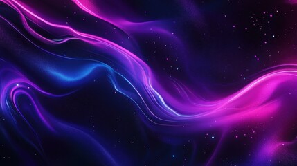 Fototapeta premium A vibrant abstract design with flowing waves in purple and blue hues against a dark background.