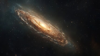 Fototapeta premium An ethereal image of a barred spiral galaxy, its elongated core and sweeping arms illuminated by millions of stars
