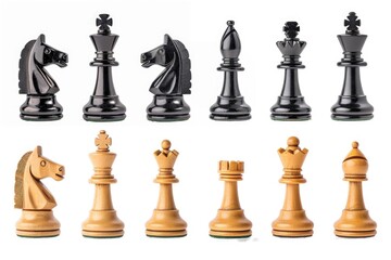 Set of chess pieces against a clean white background