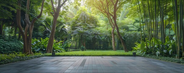 Stone Patio in Lush Tropical Garden