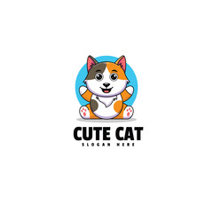 Cute Cat illustration vector mascot logo