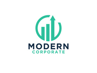 Business Logo. Arrow Up Origami Style isolated on White Background.