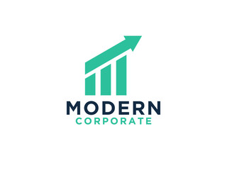 Business Logo. Arrow Up Origami Style isolated on White Background.