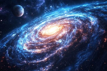 Obraz premium Space cosmic illustration with planets scene created with Generative AI